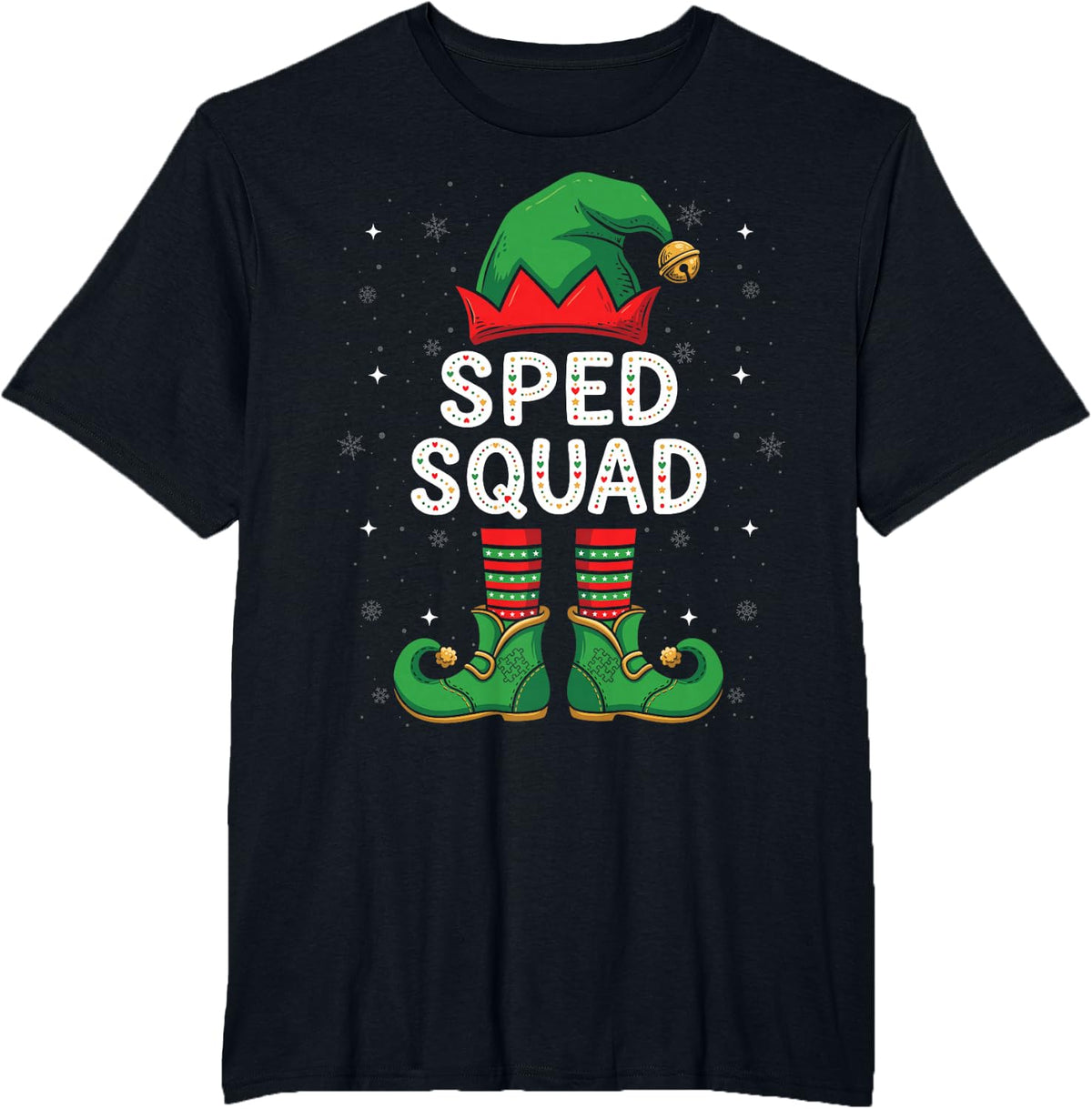 Special Education Christmas Shirt SPED Squad Elf Teacher T-Shirt - Black