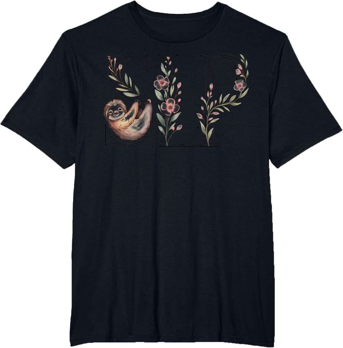 SLP Speech Therapy Sloth Lover Pathologist Therapist T-Shirt - Black