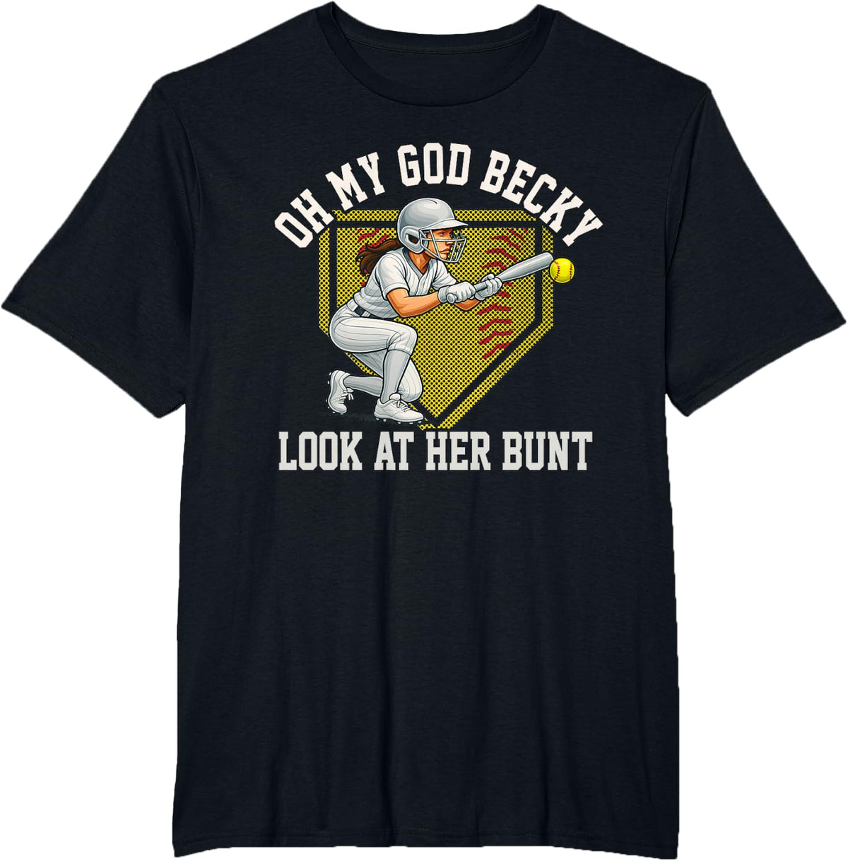 Softball Look at Her Bunt Rap Quote Parody for Players T-Shirt - Black