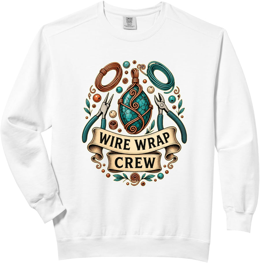WIRE WRAP CREW Jewelry Pliers Beads Pendant Comfort Colors Adult Sweatshirt - Adult Unisex White