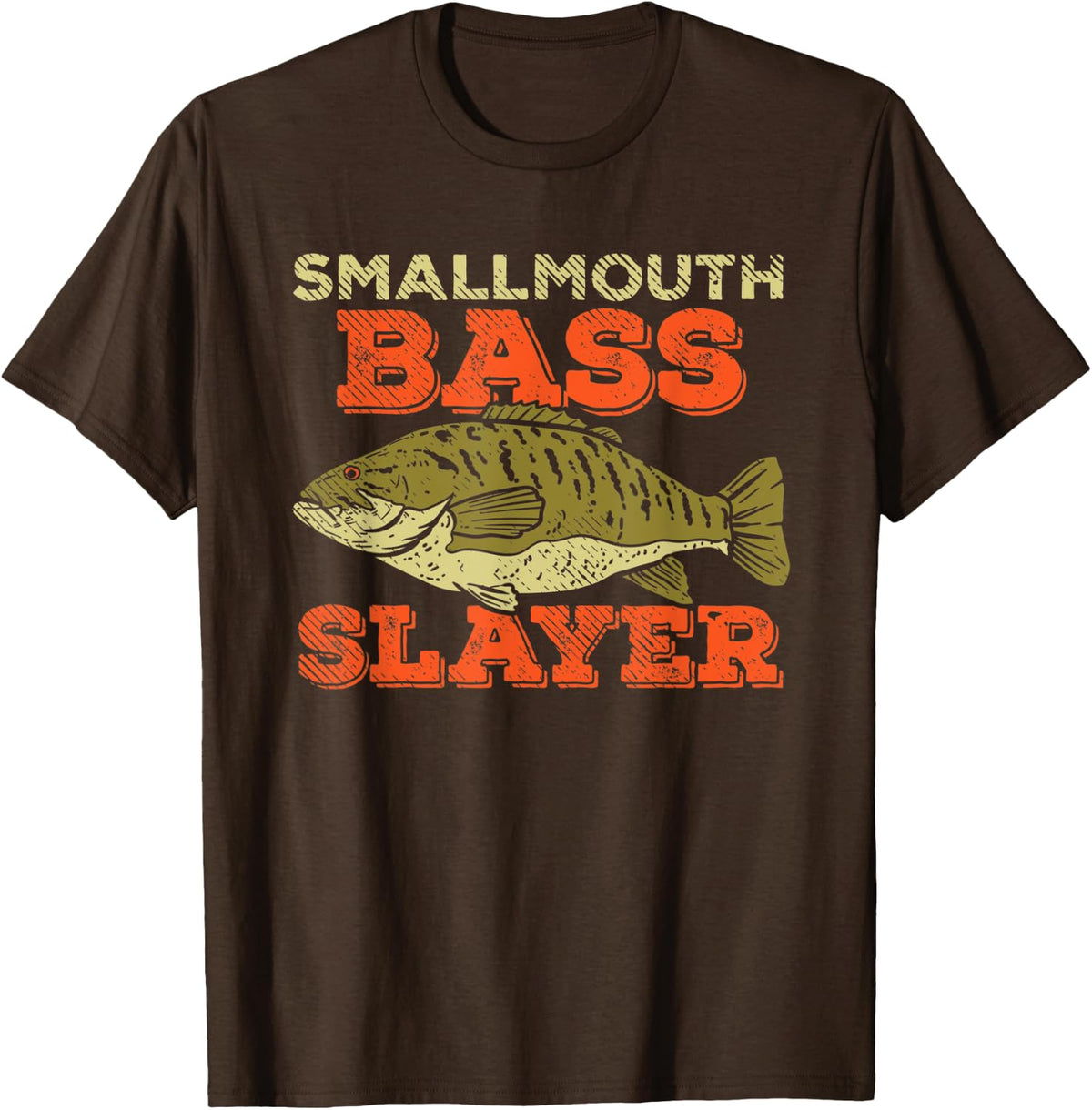 Smallmouth Bass Slayer Funny Fishing T-Shirt - Brown