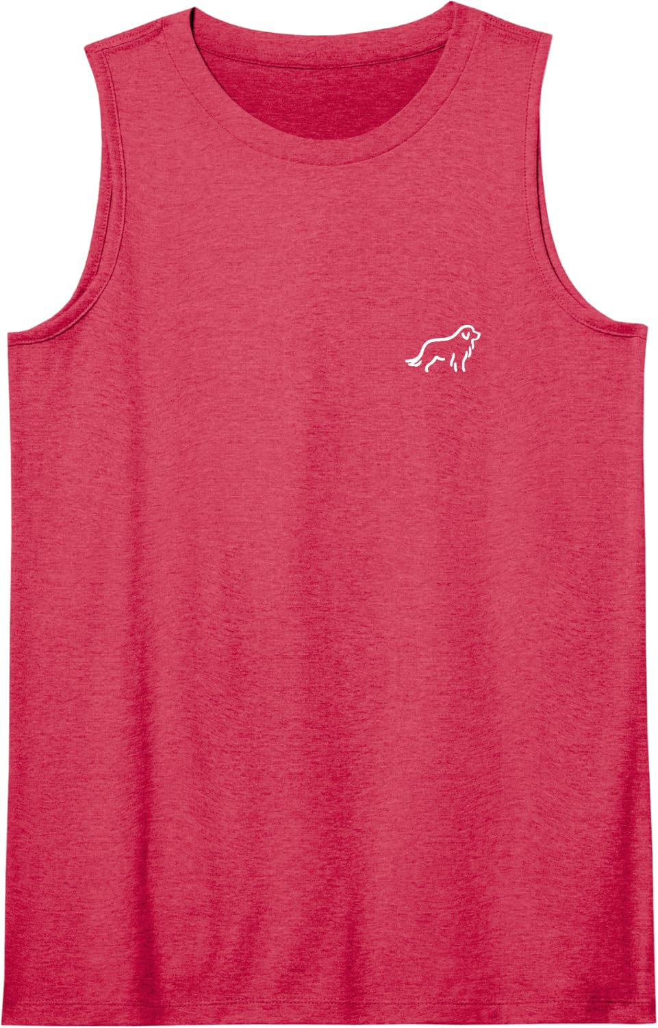 Simple Minimalist Badge Patch Line Art Great Pyrenees Sleeveless Tank Top - Red