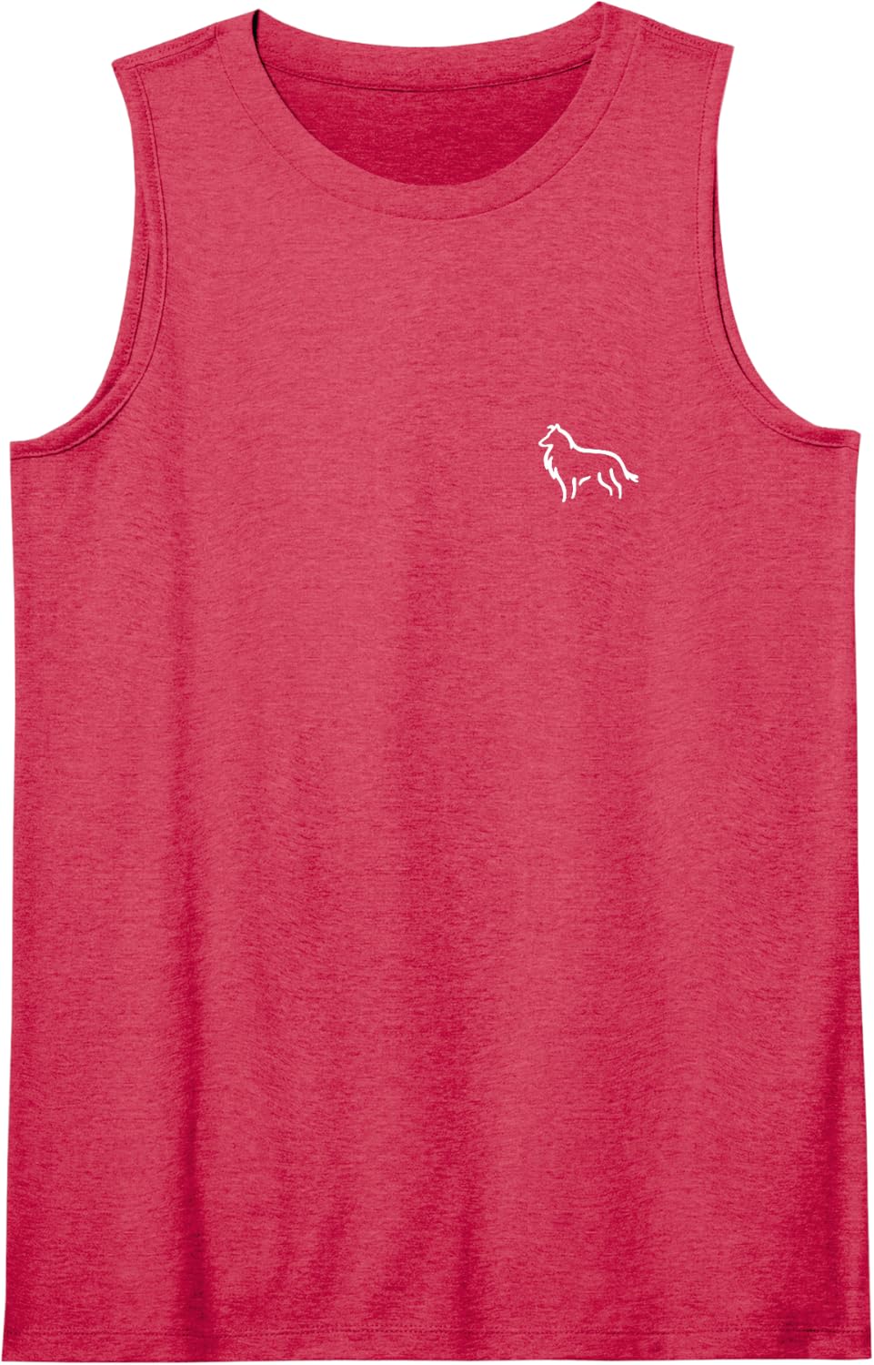 Simple Minimalist Badge Patch Line Art Collie Sleeveless Tank Top - Red