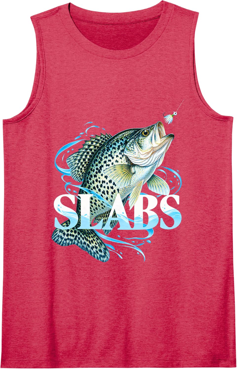 Slabs Crappie Fish Sleeveless Tank Top - Red