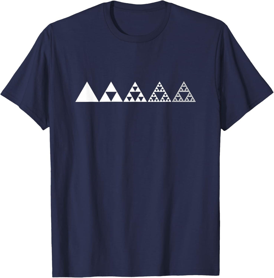 Sierpinski Triangle Fractal Geometry Math Math Matrix T-Shirt - Navy Blue