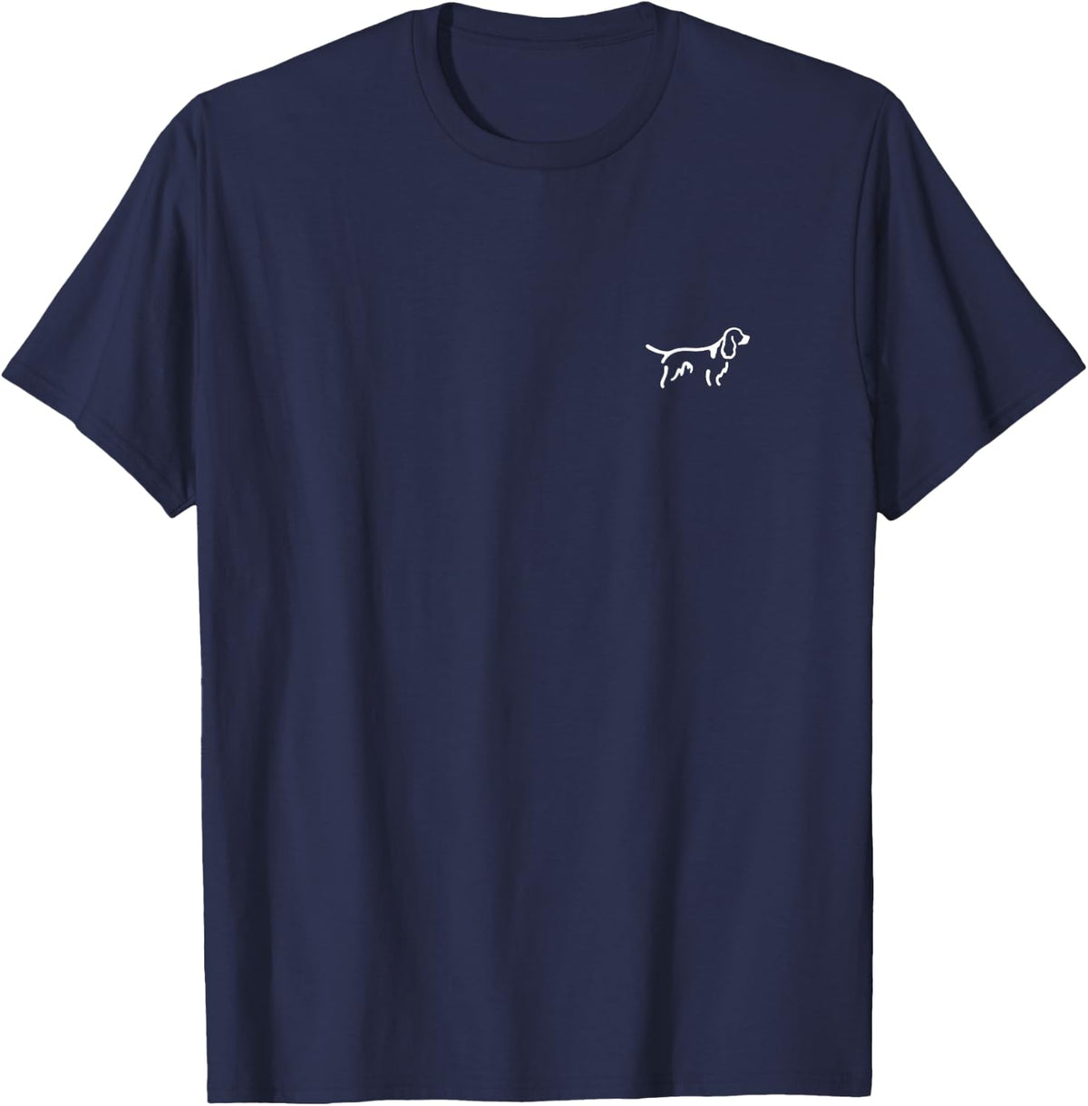 Simple Minimalist Badge Line Art English Springer Spaniel T-Shirt - Navy Blue