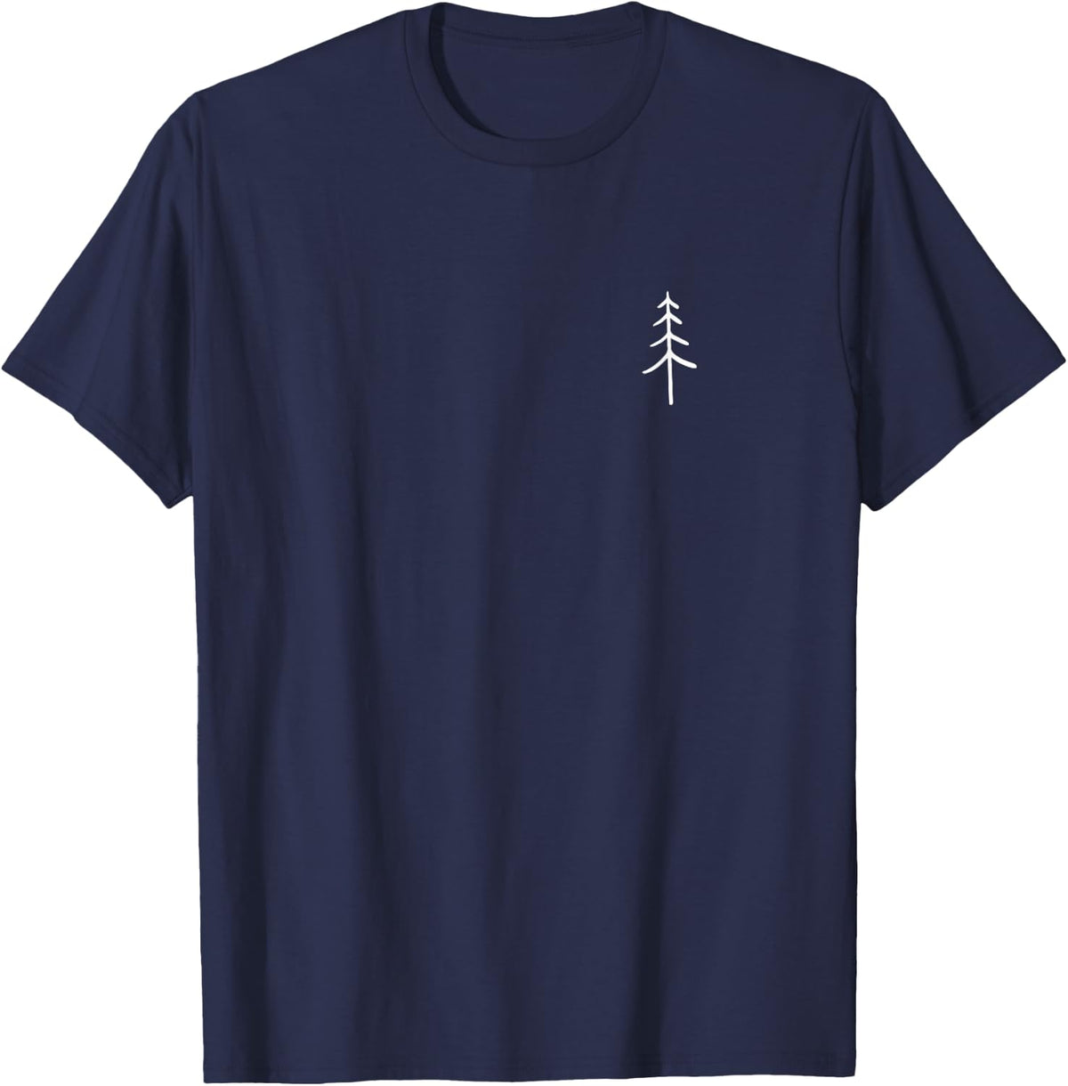Small Tree Minimalist Camping Nature Forest Outdoor Lover T-Shirt - Navy Blue