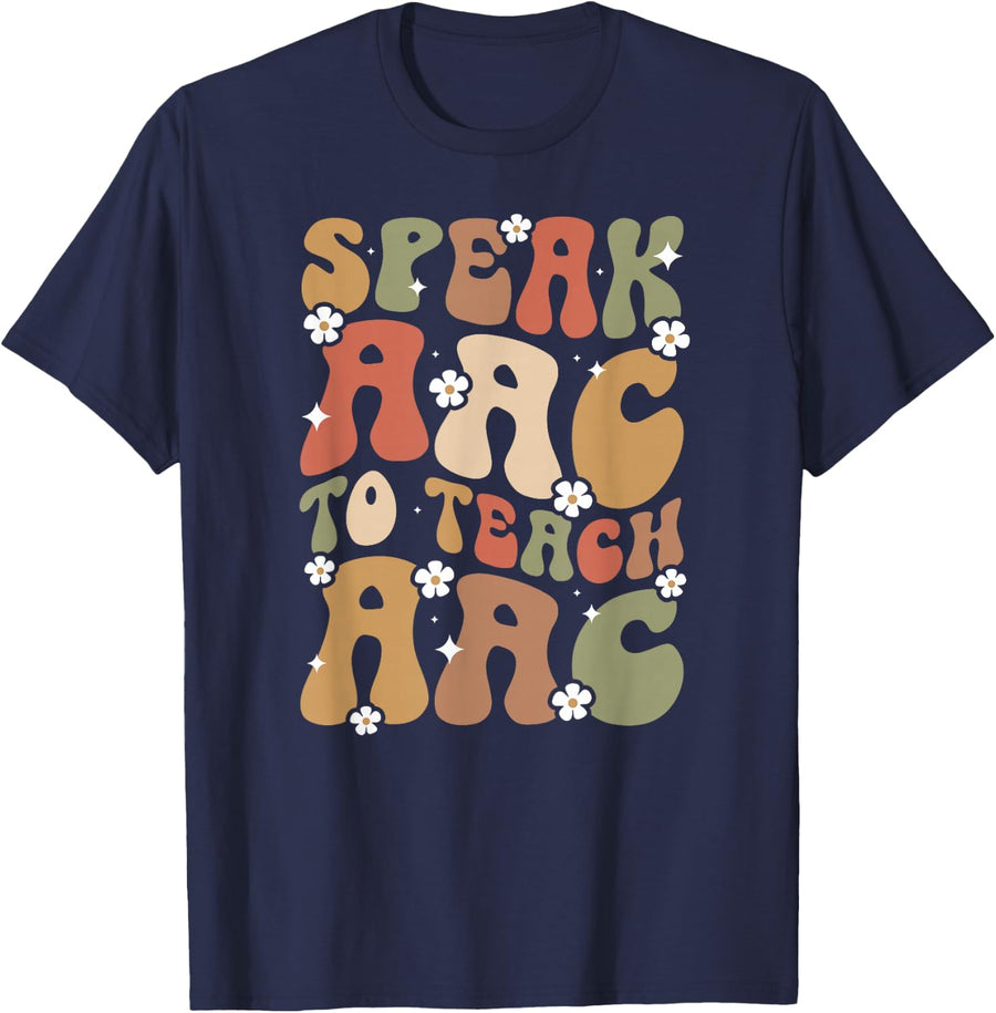 Speak AAC Speech Language Pathologist SLP T-Shirt - Navy Blue