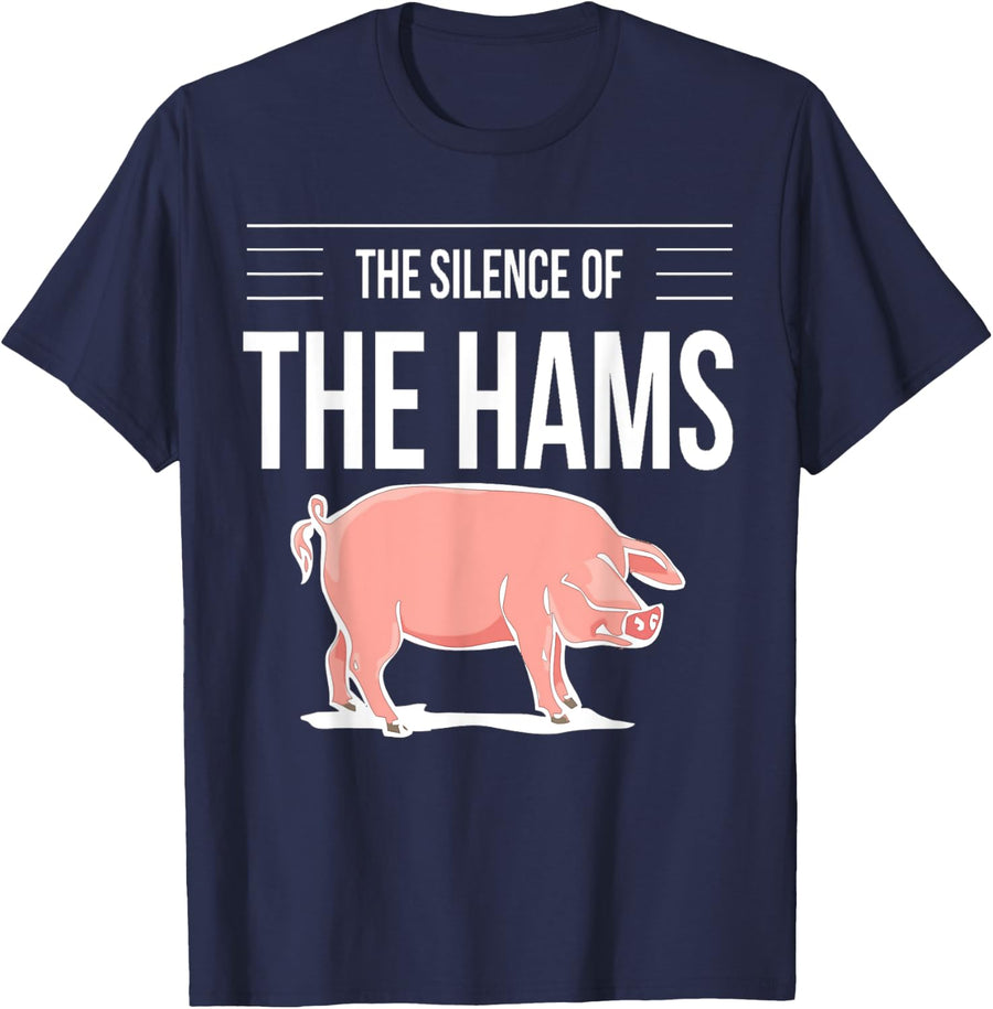 Silence of the Hams (Pigs) Men Women Gift Tee Shirt - Navy Blue