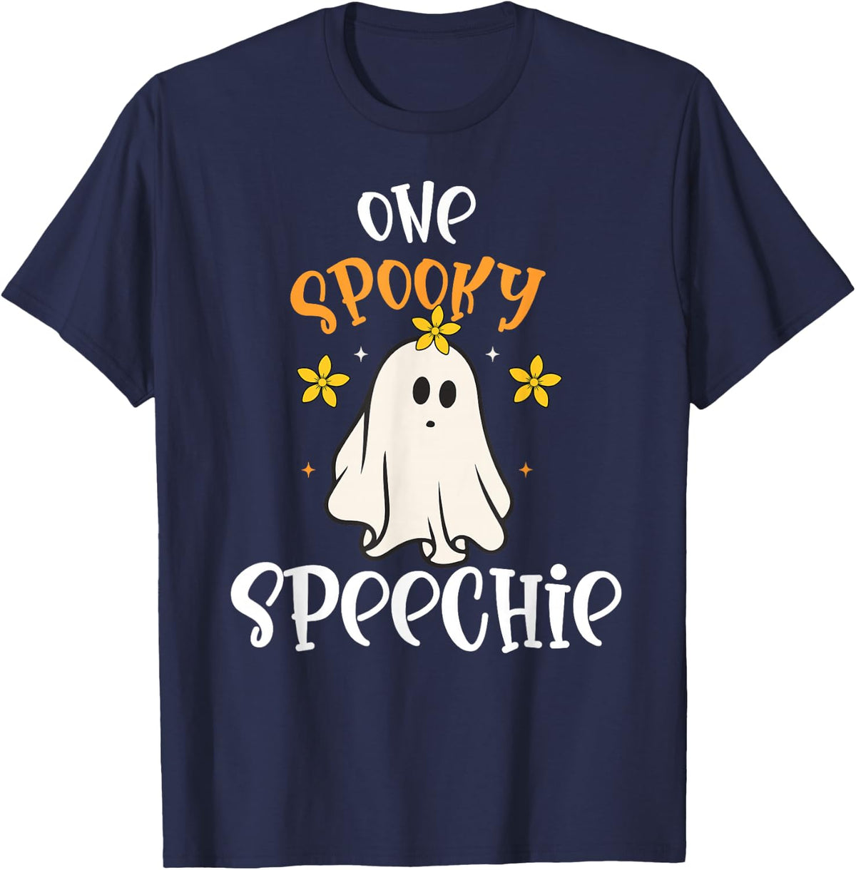 SLP Halloween Spooky Speechie Halloween Speech Therapy T-Shirt - Navy Blue