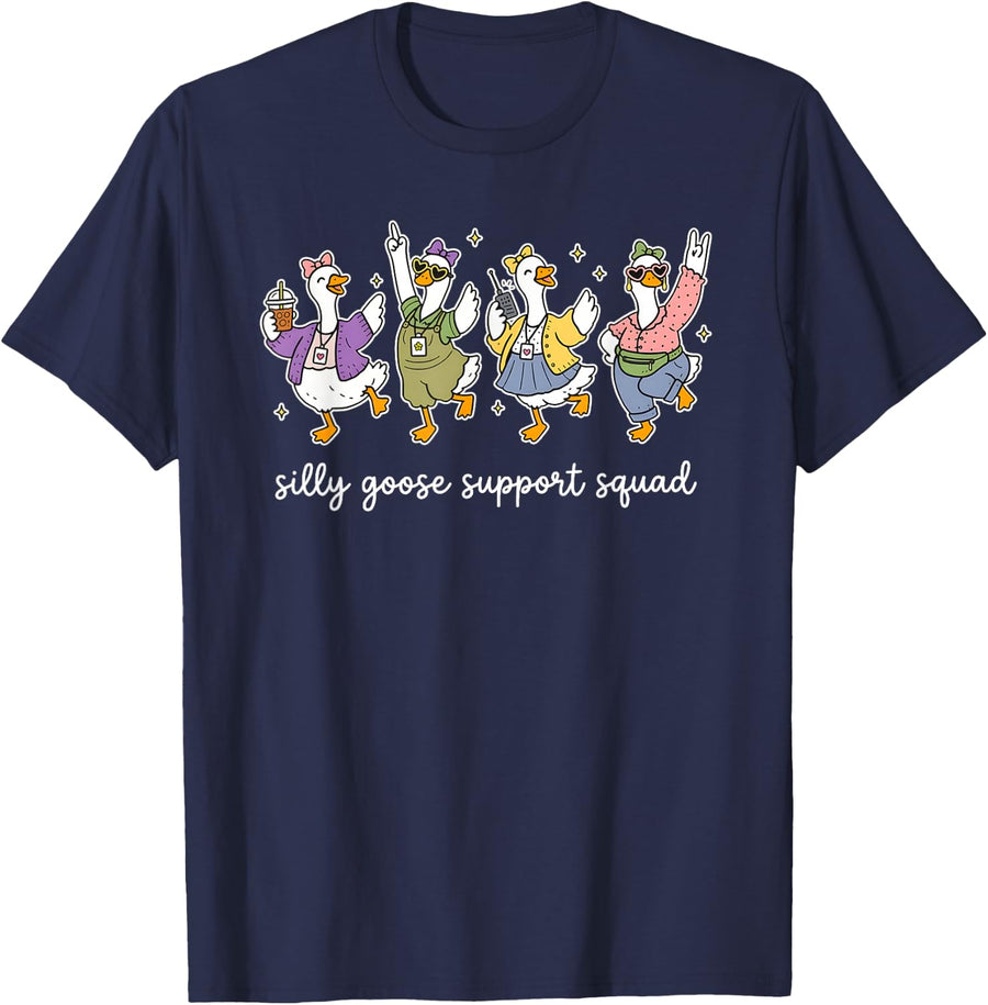 Silly Goose Support Special Education SPED Teacher First Day T-Shirt - Navy Blue
