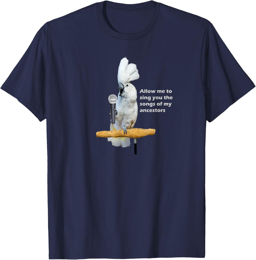 Singing Umbrella Cockatoo T-Shirt - Navy Blue