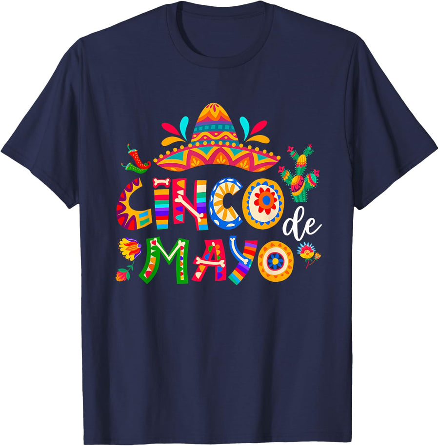 Cinco De Mayo Mexican Fiesta 5 De Mayo Men Women T-Shirt - Navy Blue