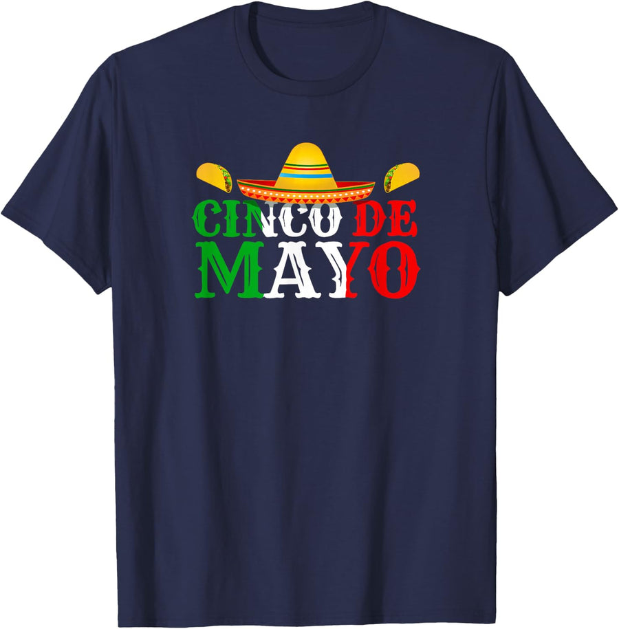 Mexico Flag Funny Cinco de Mayo Mexican Fiesta T-Shirt - Navy Blue