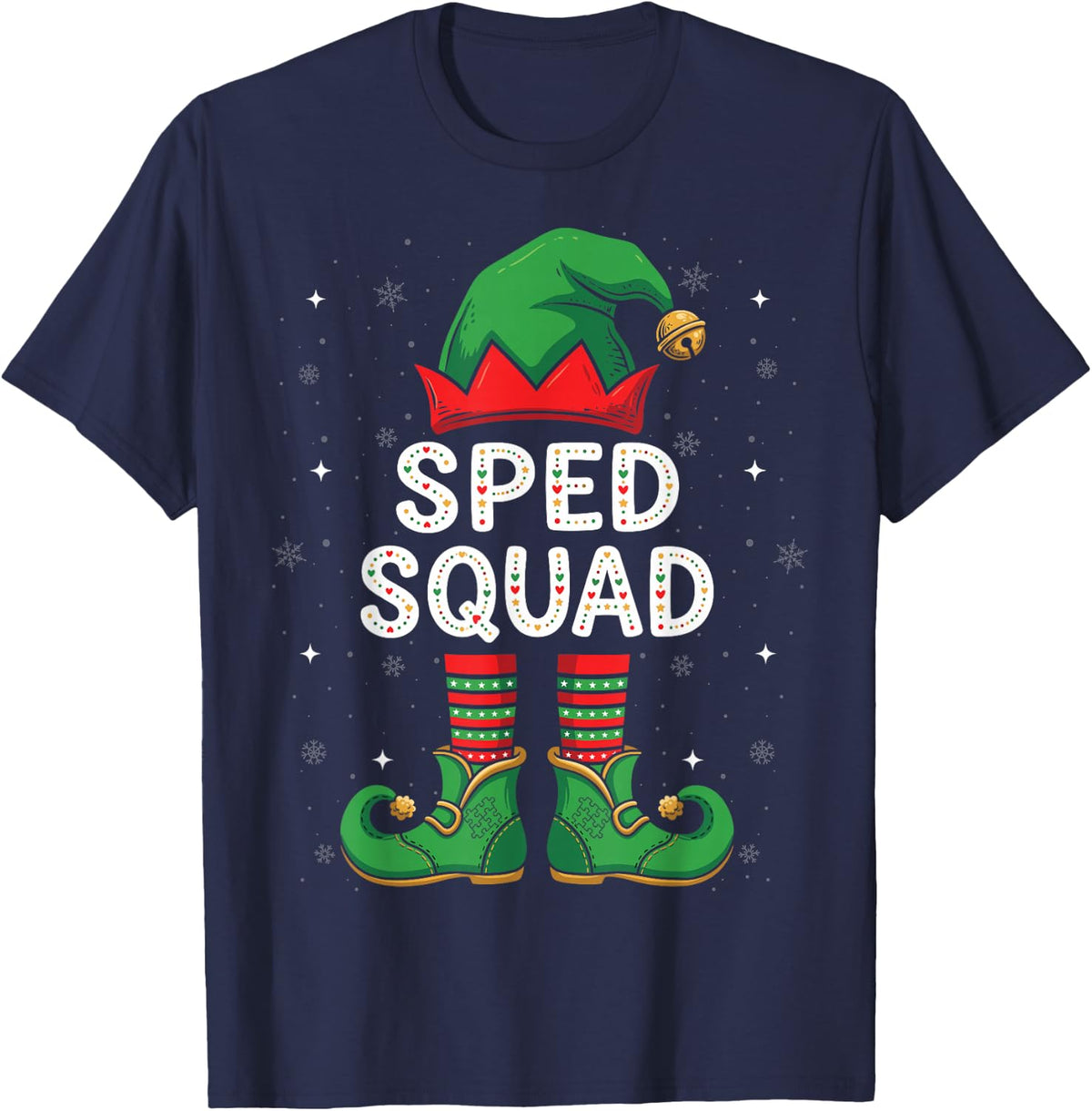 Special Education Christmas Shirt SPED Squad Elf Teacher T-Shirt - Navy Blue