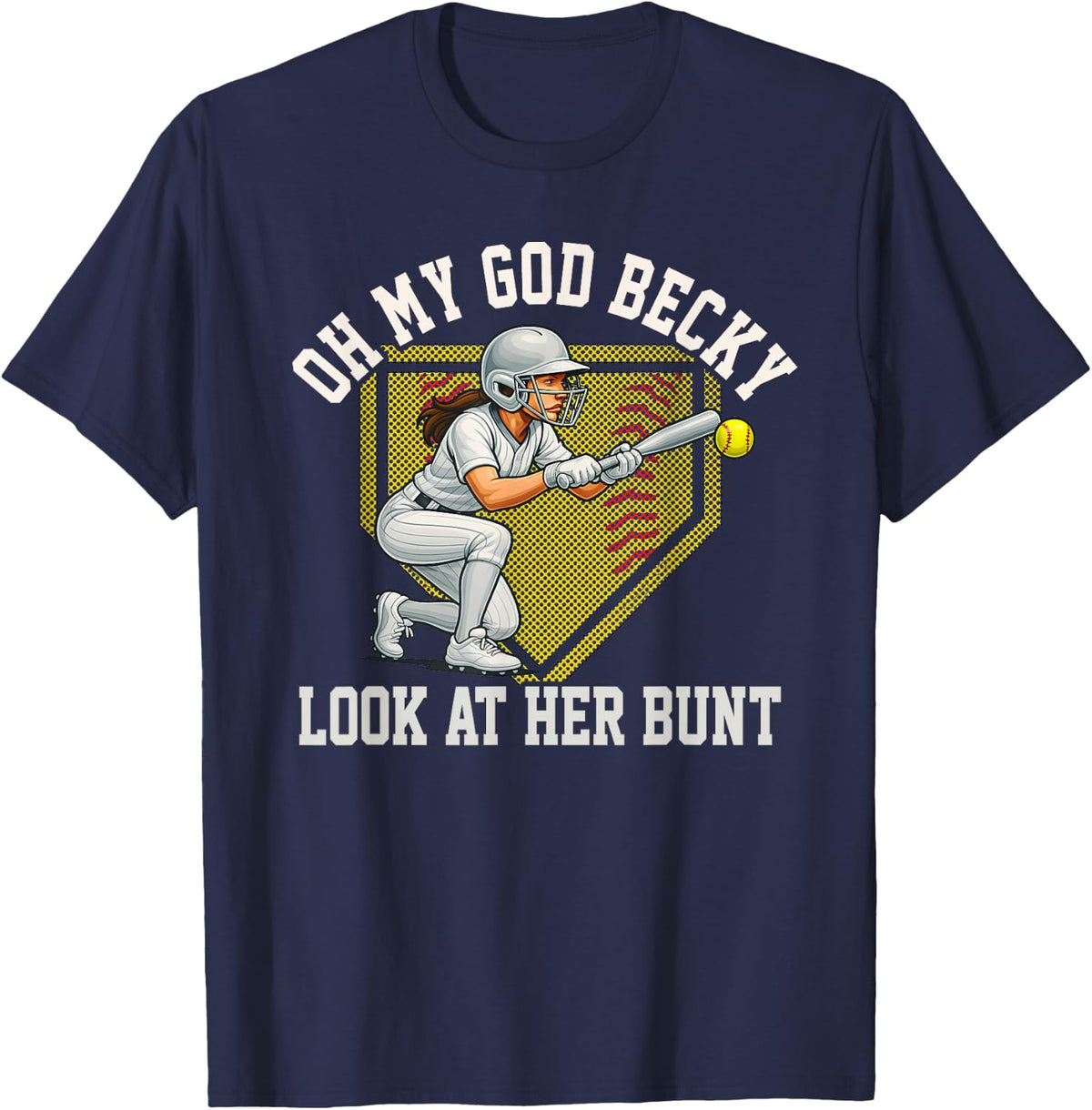 Softball Look at Her Bunt Rap Quote Parody for Players T-Shirt - Navy Blue