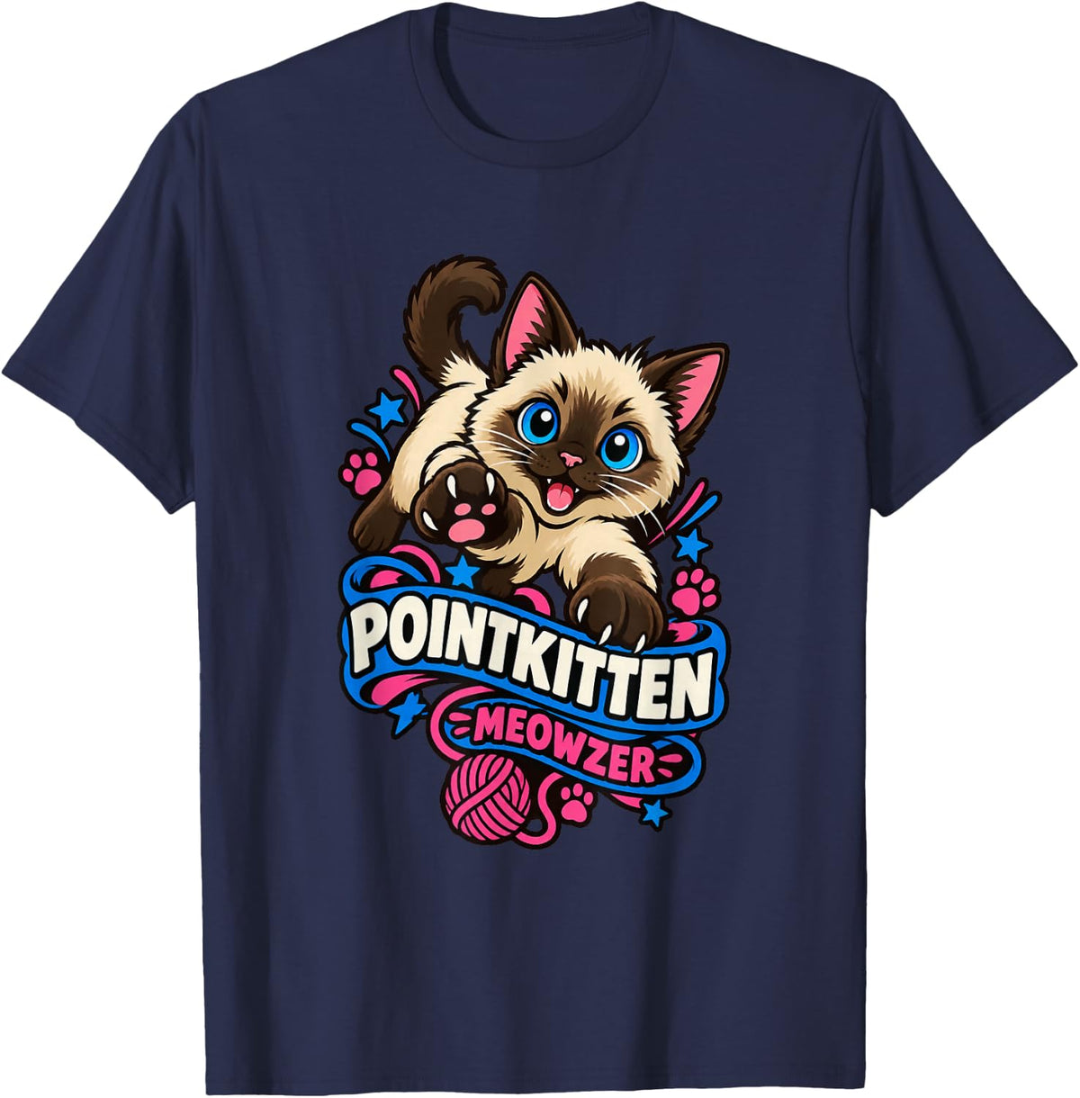 Siamese Kitten Meezer Point Cat Kitty Lover Cute Mom Gift T-Shirt - Navy Blue