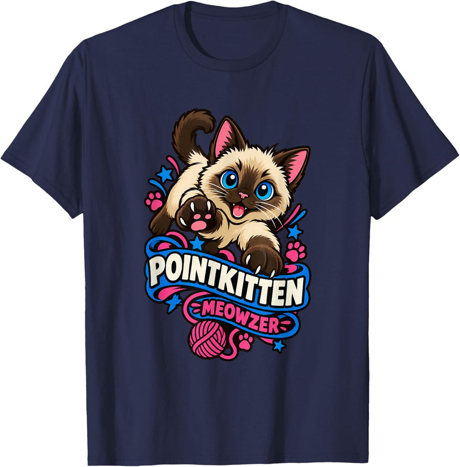 Siamese Kitten Meezer Point Cat Kitty Lover Cute Mom Gift T-Shirt - Navy Blue
