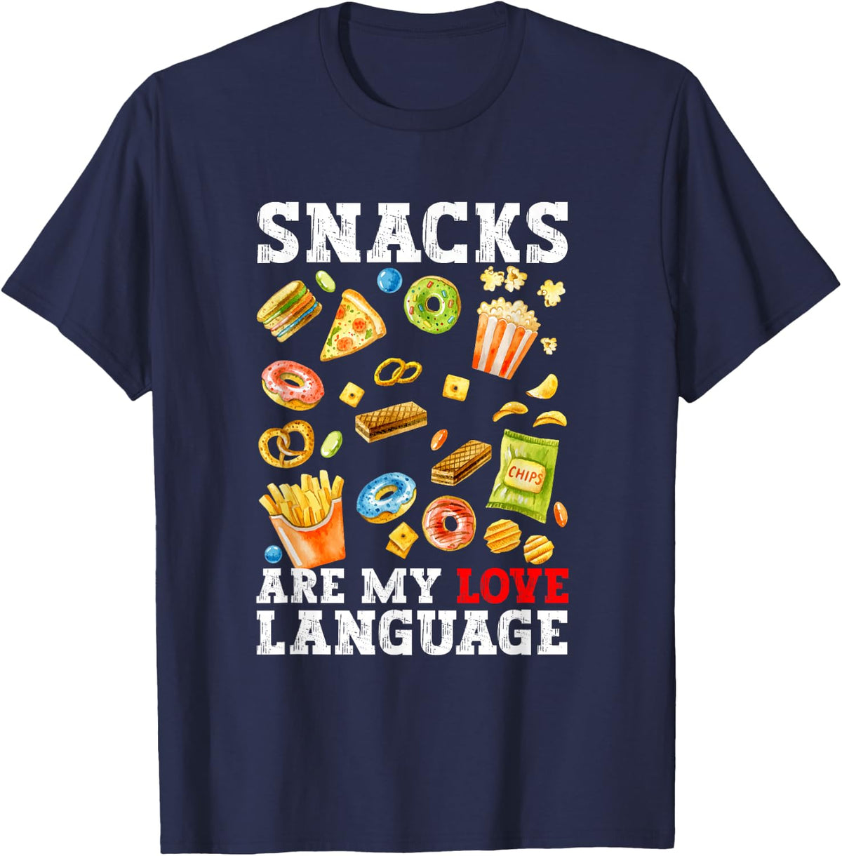 Snacks Are My Love Language Toddler Valentine's Day Kids T-Shirt - Navy Blue