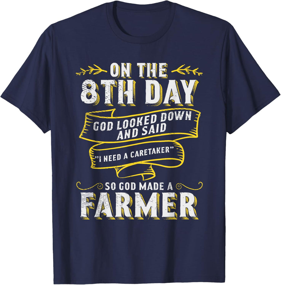 So God Made a Farmer Shirt Farming Agriculture T-Shirt Tee for Men Women - Navy Blue