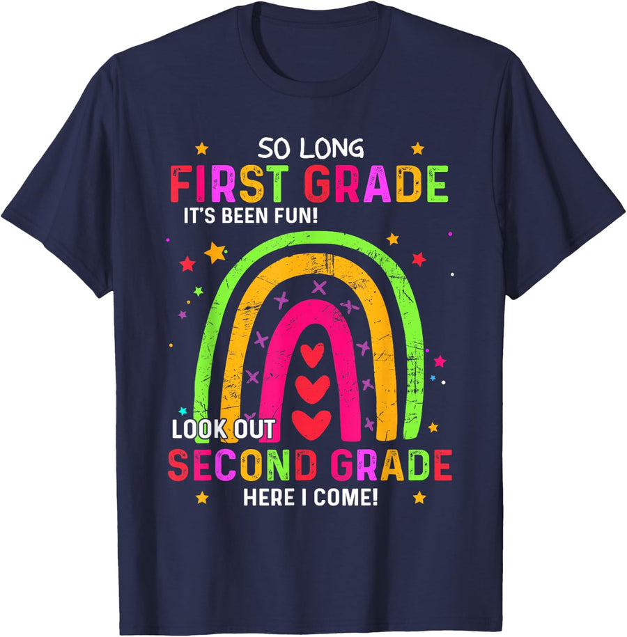 So Long 1st Grade Look Out 2nd Grade Funny Graduation Gifts T-Shirt - Navy Blue
