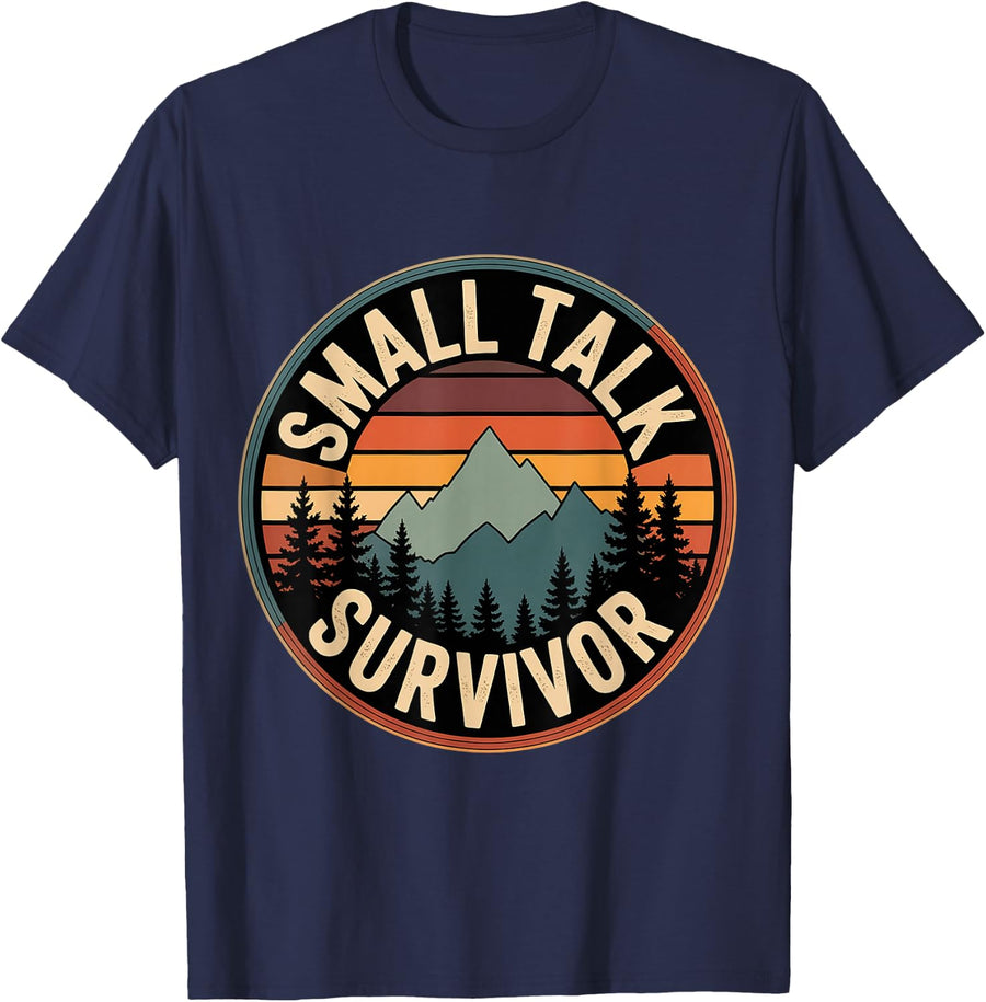 Small Talk Survivor Introvert Tired Space Quiet - T-Shirt - Navy Blue