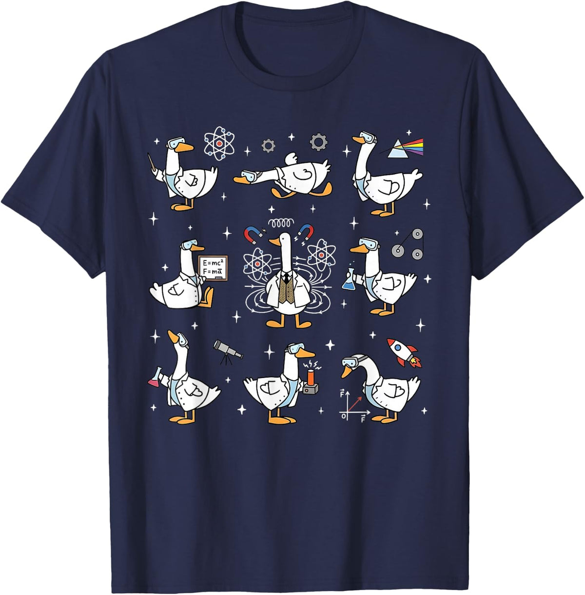 Silly Goose Physics STEM Teacher Science Technology Student T-Shirt - Navy Blue