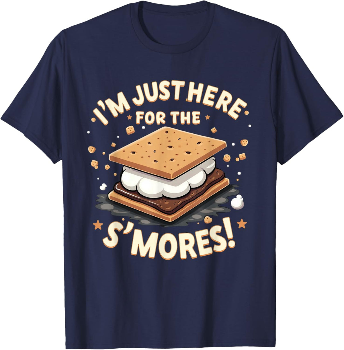 Smores Lover I'm Just Here For The S'mores! S'more Campfire T-Shirt - Navy Blue