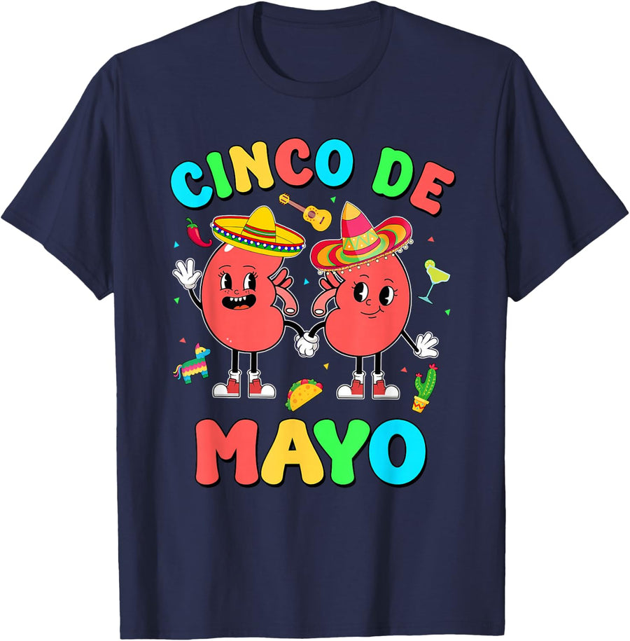 Cinco De Mayo Kidney Dialysis Nurse Mexican Fiesta Squad T-Shirt - Navy Blue