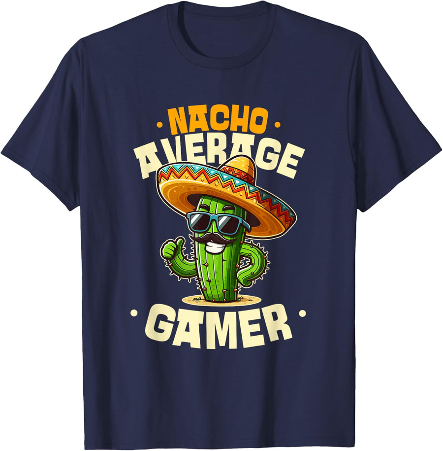 Nacho Average Gamer Funny Cinco De Mayo Fiesta T-Shirt - Navy Blue