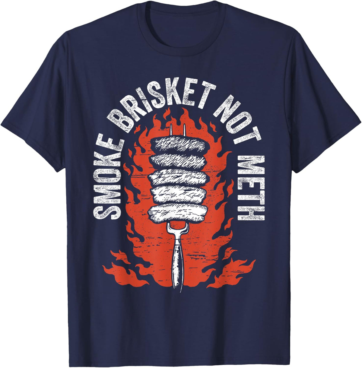 Smoke Brisket Not Meth Funny T-Shirt - Navy Blue
