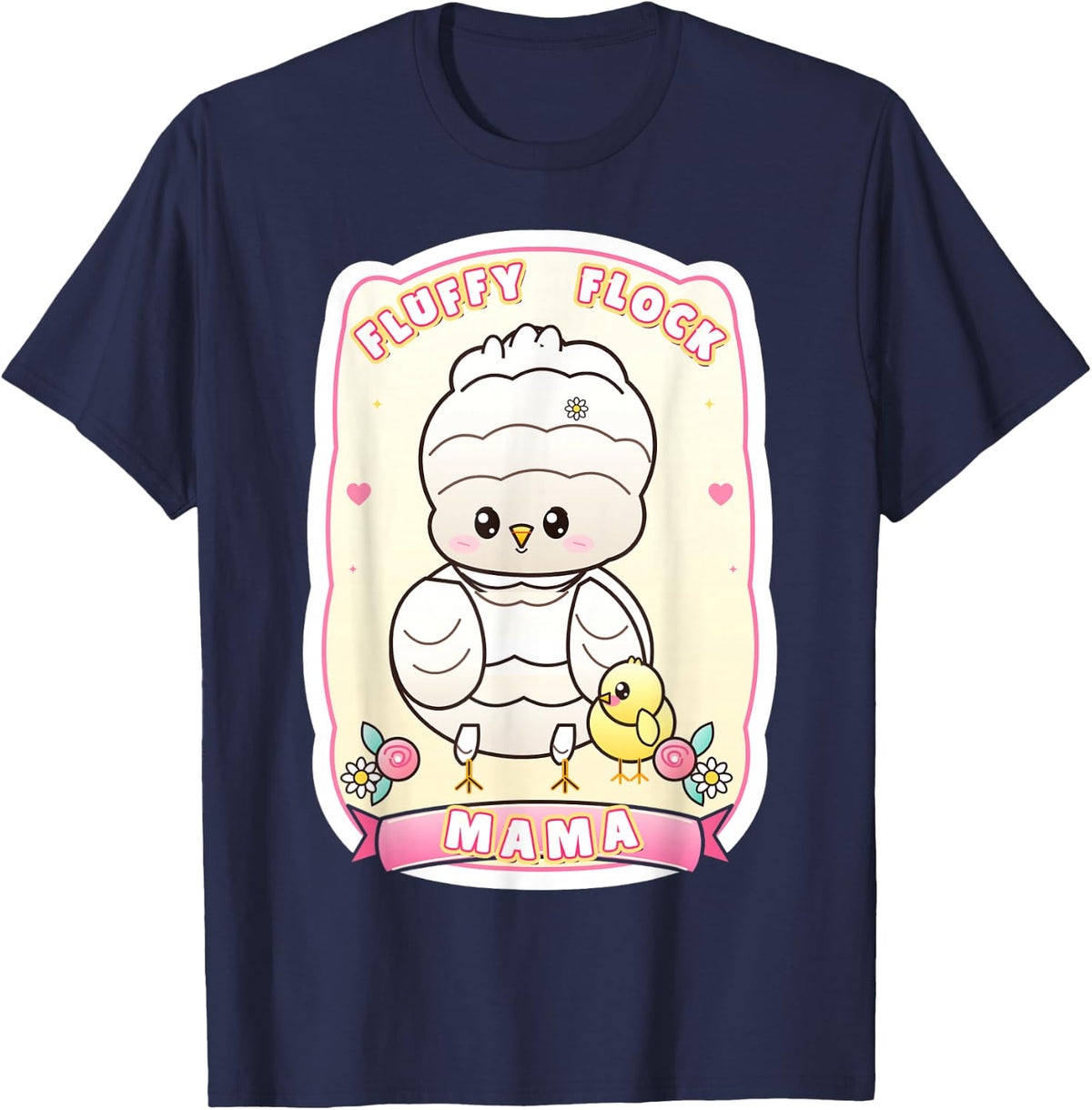 Silkie Chicken Fluffy Flock Mama Backyard Hen Whisperer T-Shirt - Navy Blue
