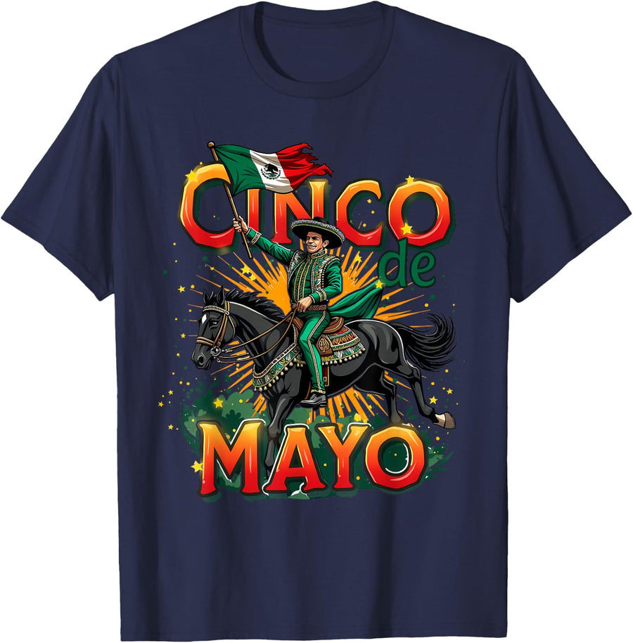 Cinco De Mayo Battle of Puebla May 5, 1862 Mexican T-Shirt - Navy Blue