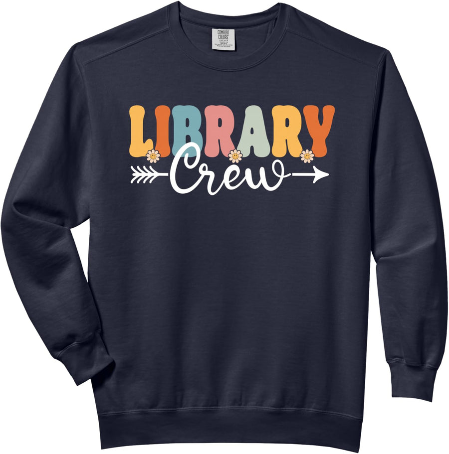 Library Crew Back To School Teachers Students Comfort Colors Adult Sweatshirt - Adult Unisex Navy