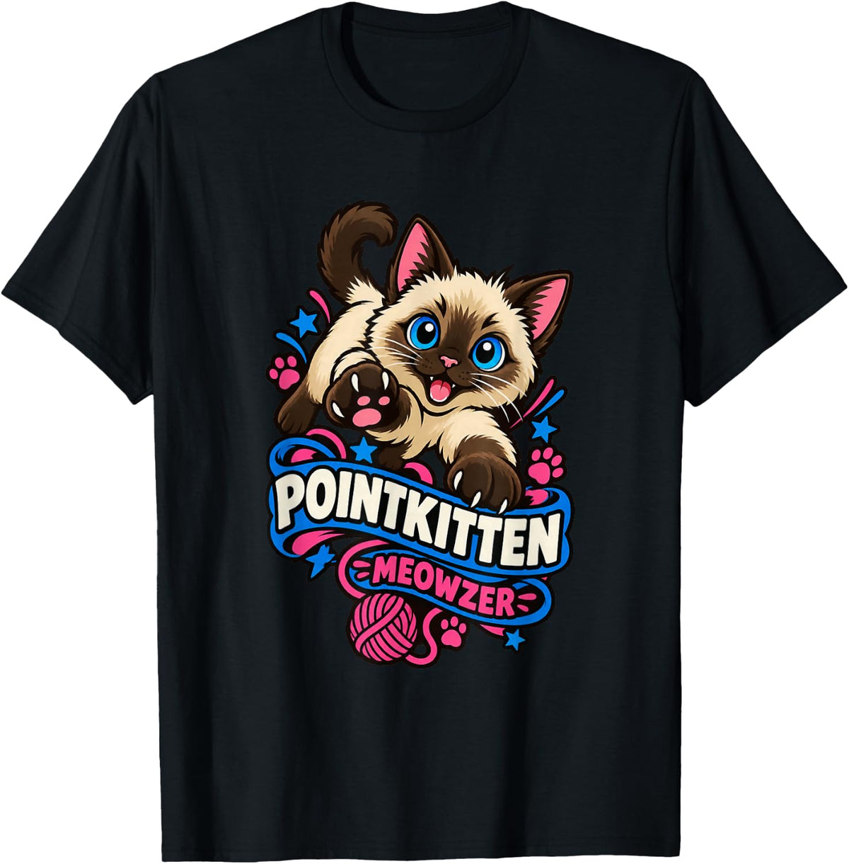 Siamese Kitten Meezer Point Cat Kitty Lover Cute Mom Gift T-Shirt - Black