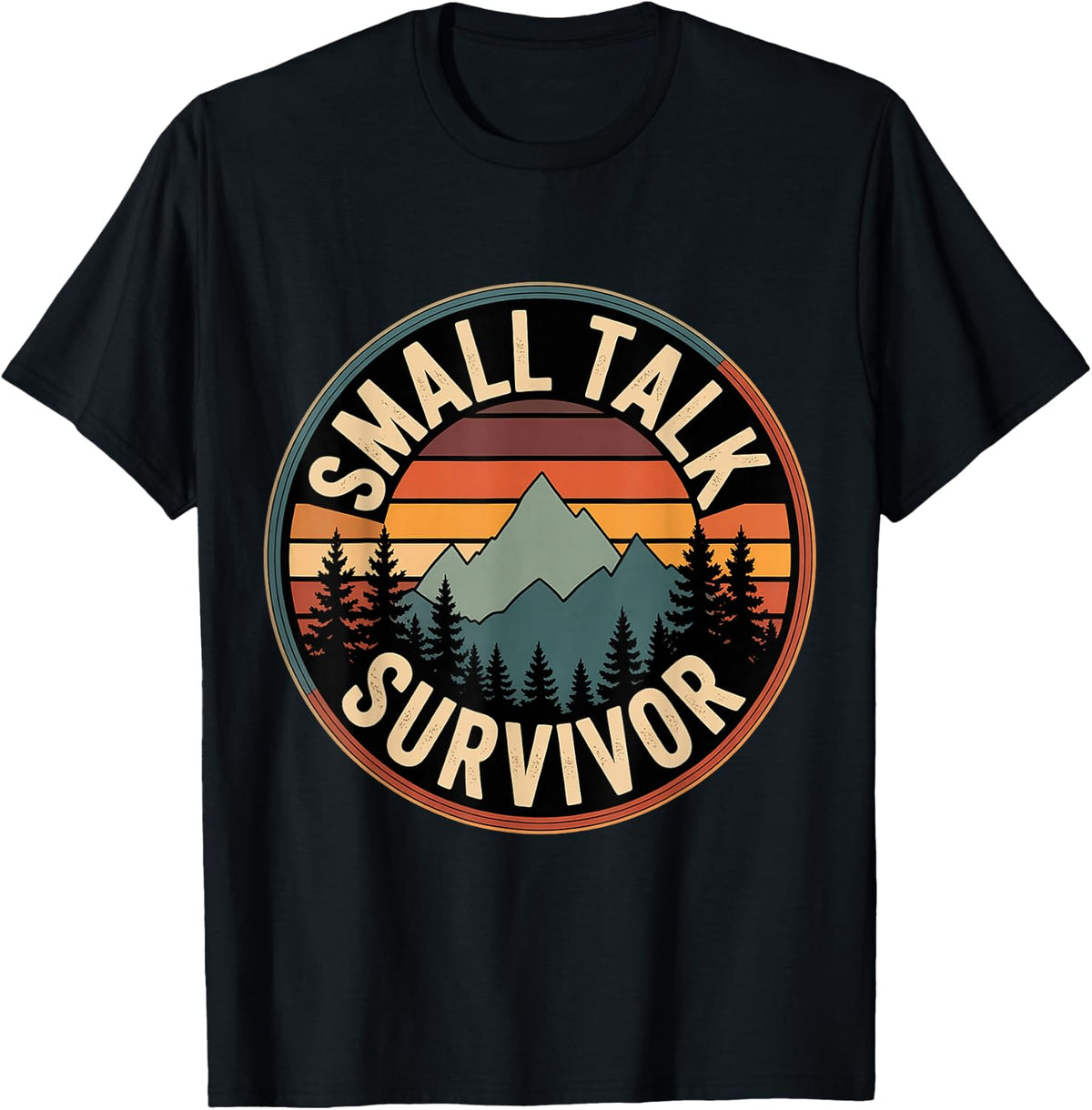 Small Talk Survivor Introvert Tired Space Quiet - T-Shirt - Black