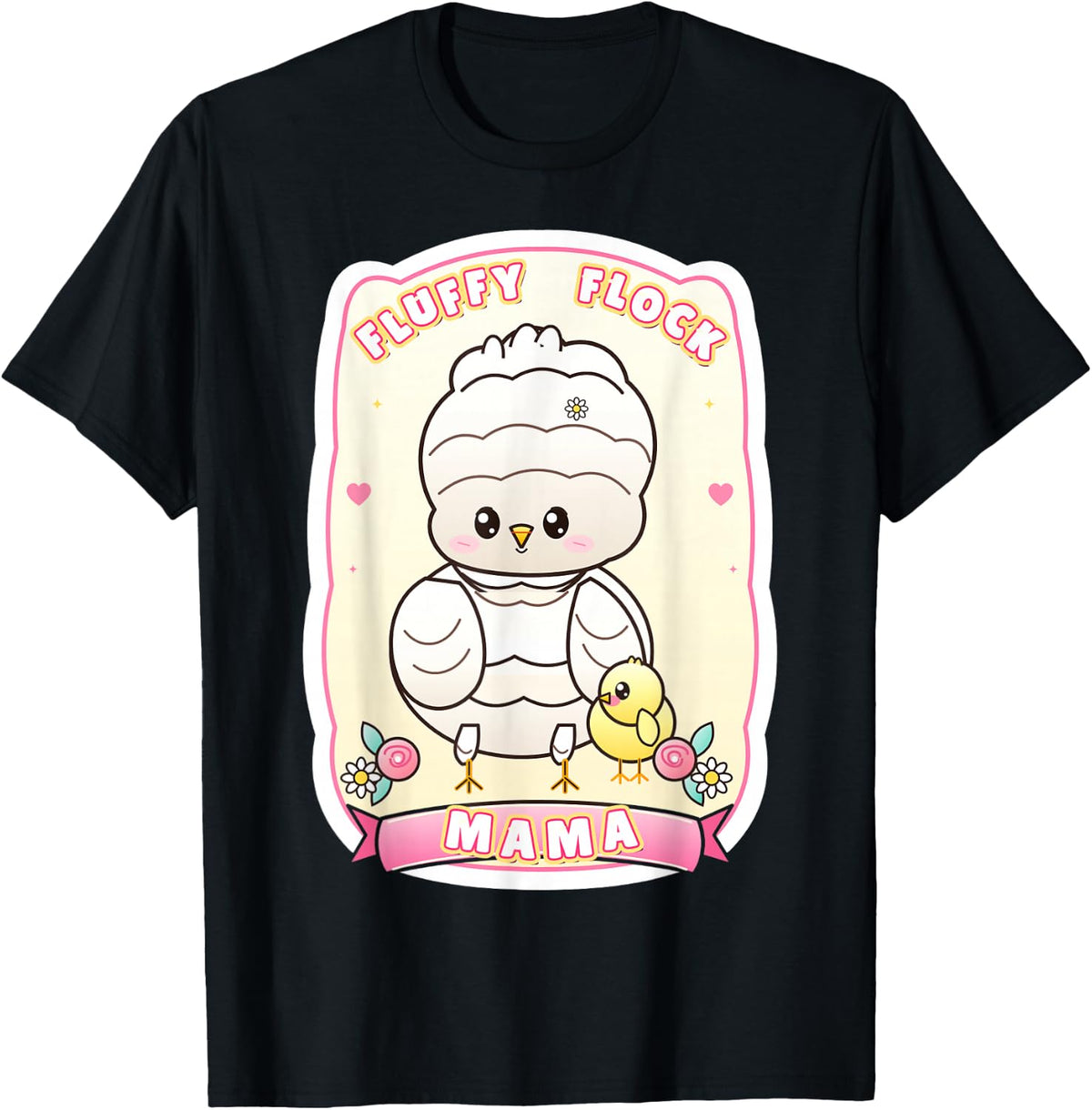 Silkie Chicken Fluffy Flock Mama Backyard Hen Whisperer T-Shirt - Black