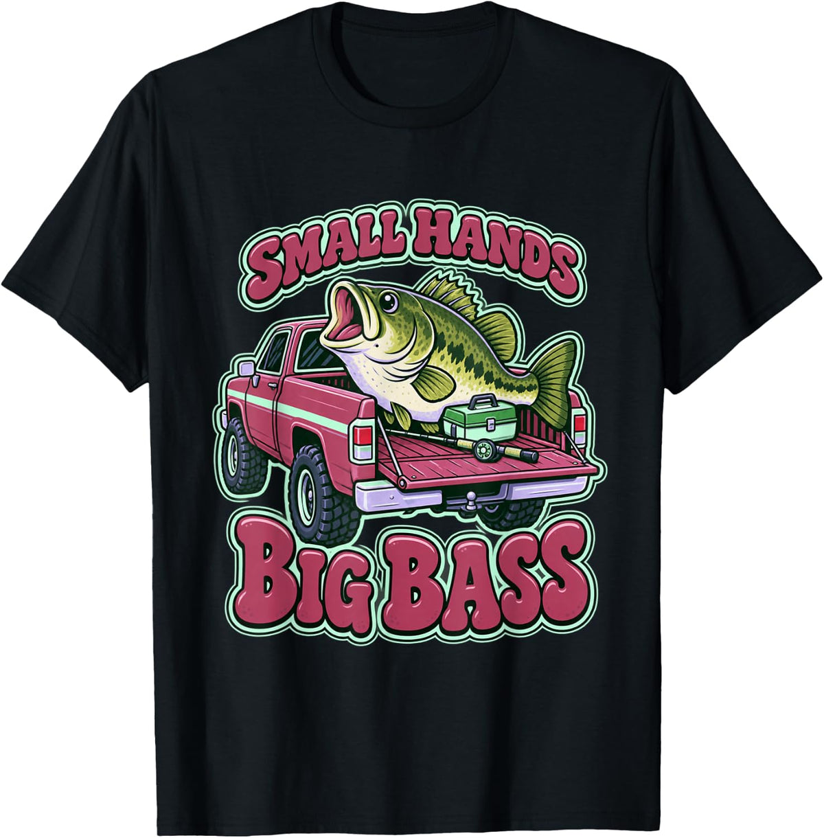 Small Hands Big Bass Kids Art T-Shirt - Black