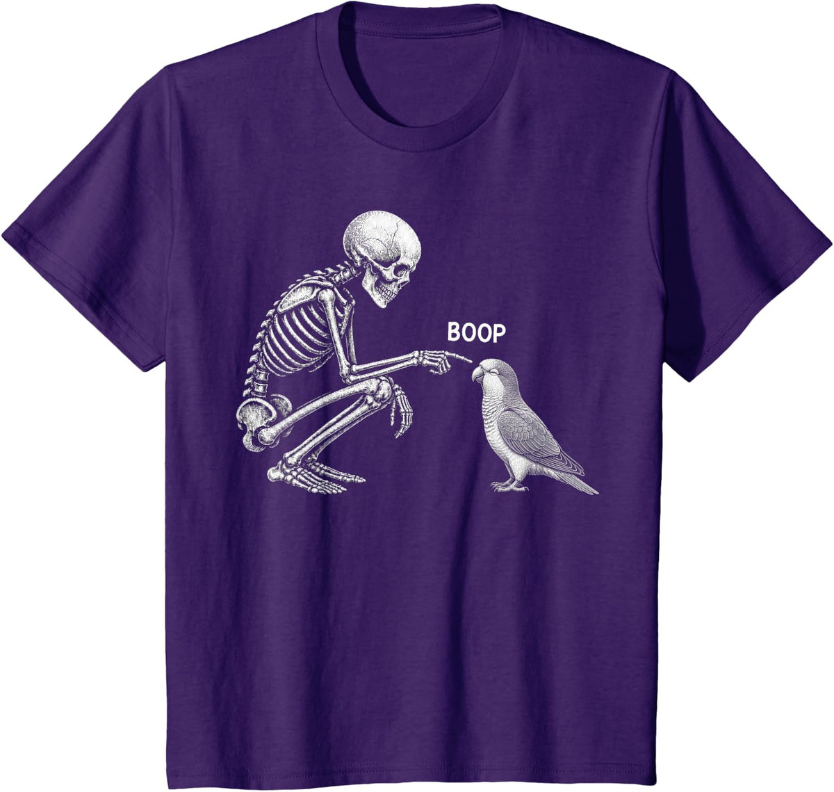 Skeleton Boop Quaker Parrot Nose Vintage Halloween Bird T-Shirt - Purple