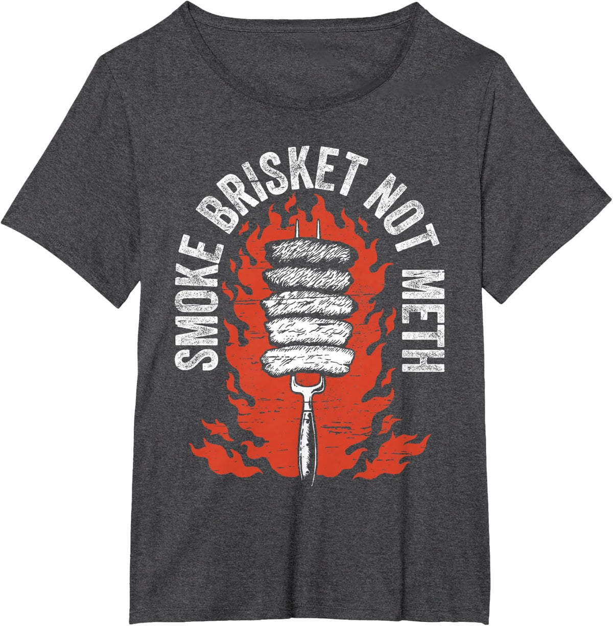 Smoke Brisket Not Meth Funny T-Shirt - Dark Heather Grey
