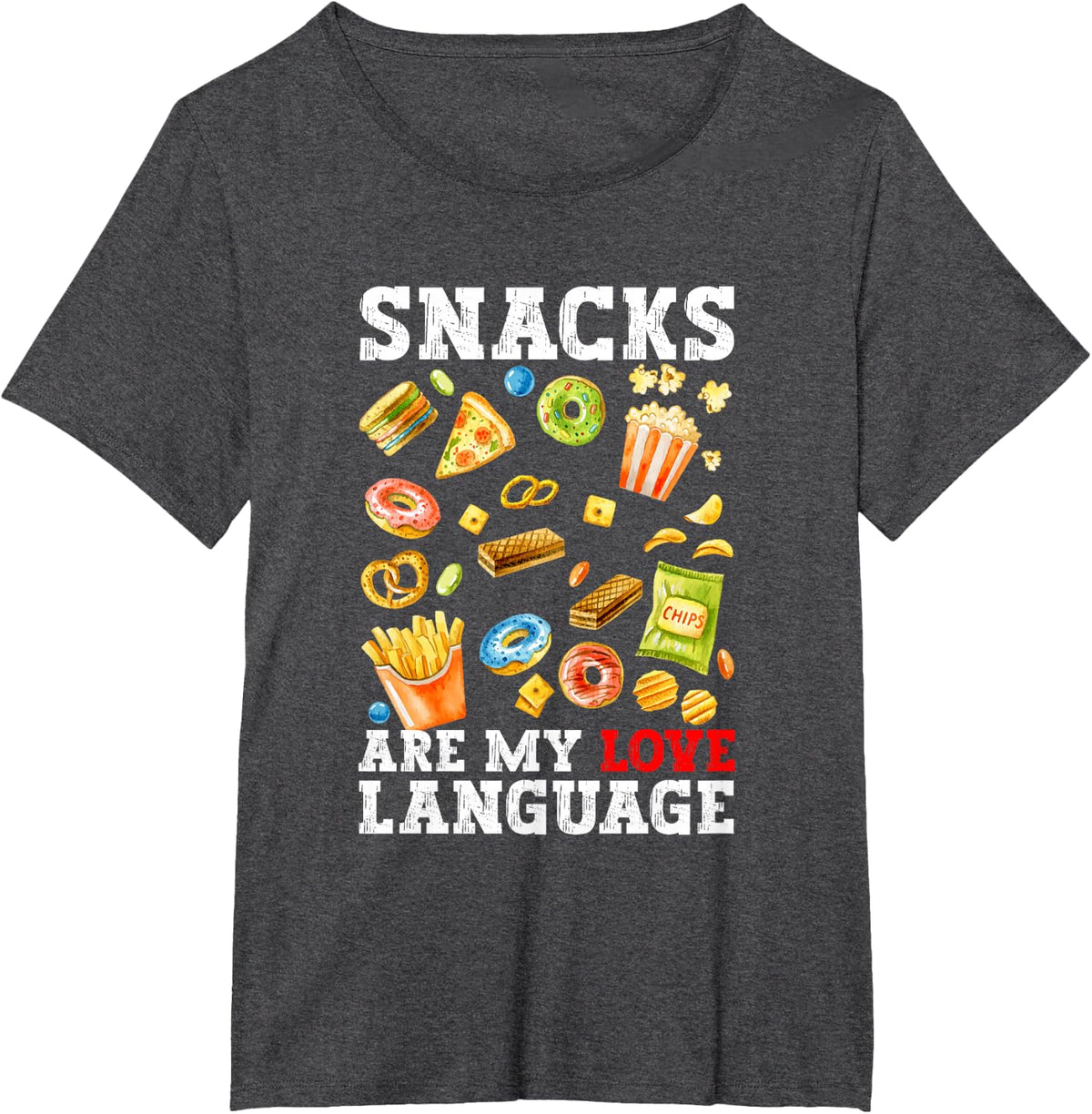 Snacks Are My Love Language Toddler Valentine's Day Kids T-Shirt - Dark Heather Grey
