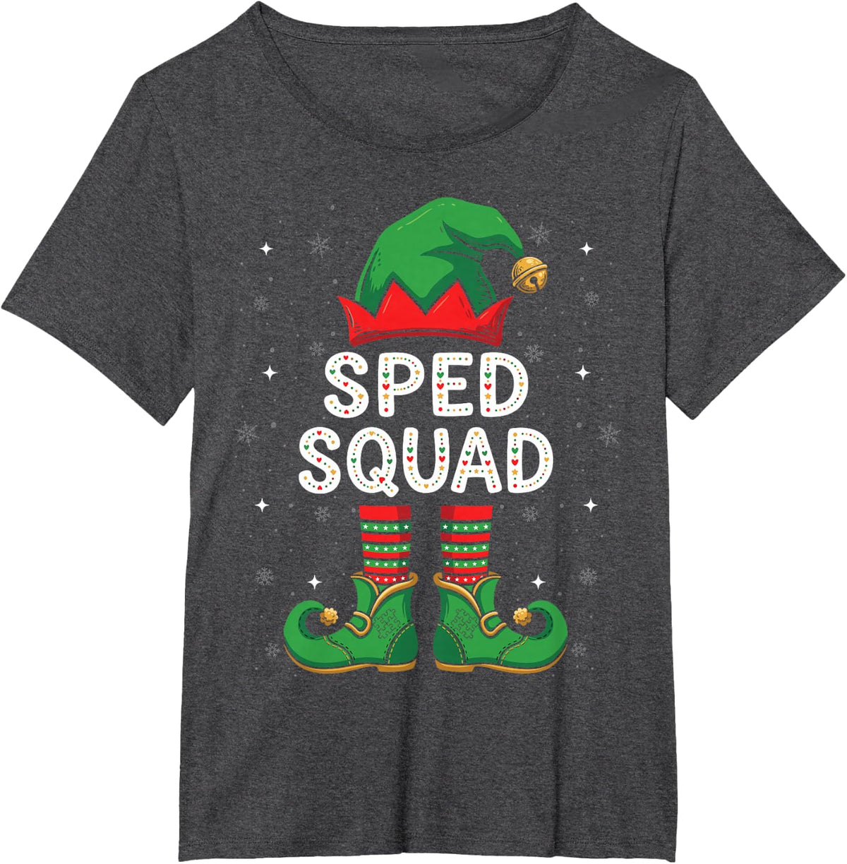 Special Education Christmas Shirt SPED Squad Elf Teacher T-Shirt - Dark Heather Grey