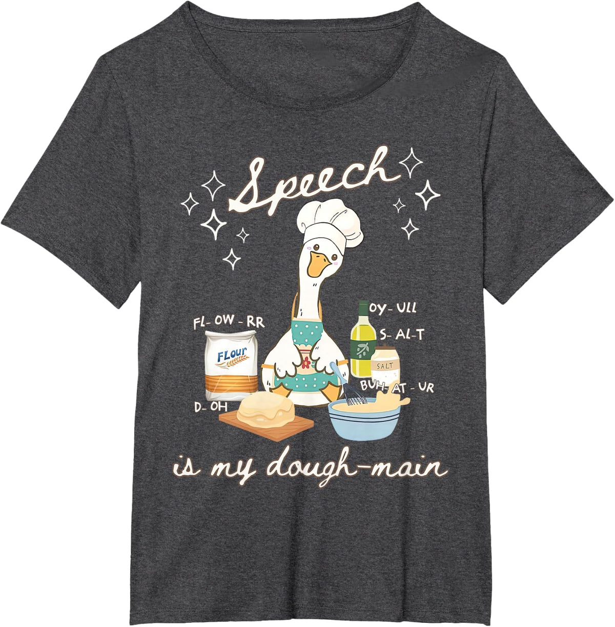 Silly Goose Speech Language Pathologist Speech is My Dough T-Shirt - Dark Heather Grey