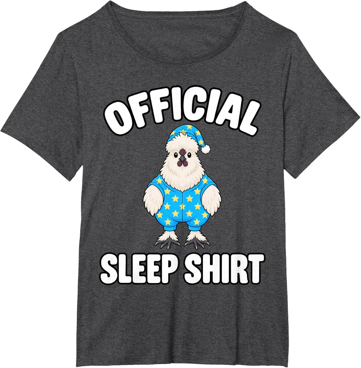 Silkie Chicken Sleeping in Pajamas Official Sleepshirt Cute T-Shirt - Dark Heather Grey