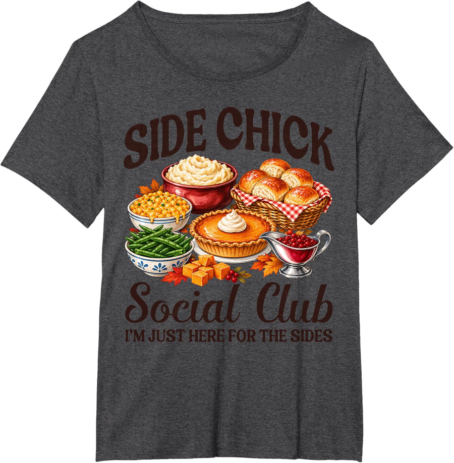 Side Chick Social Club Thanksgiving Side Dish Doodle Kids T-Shirt - Dark Heather Grey