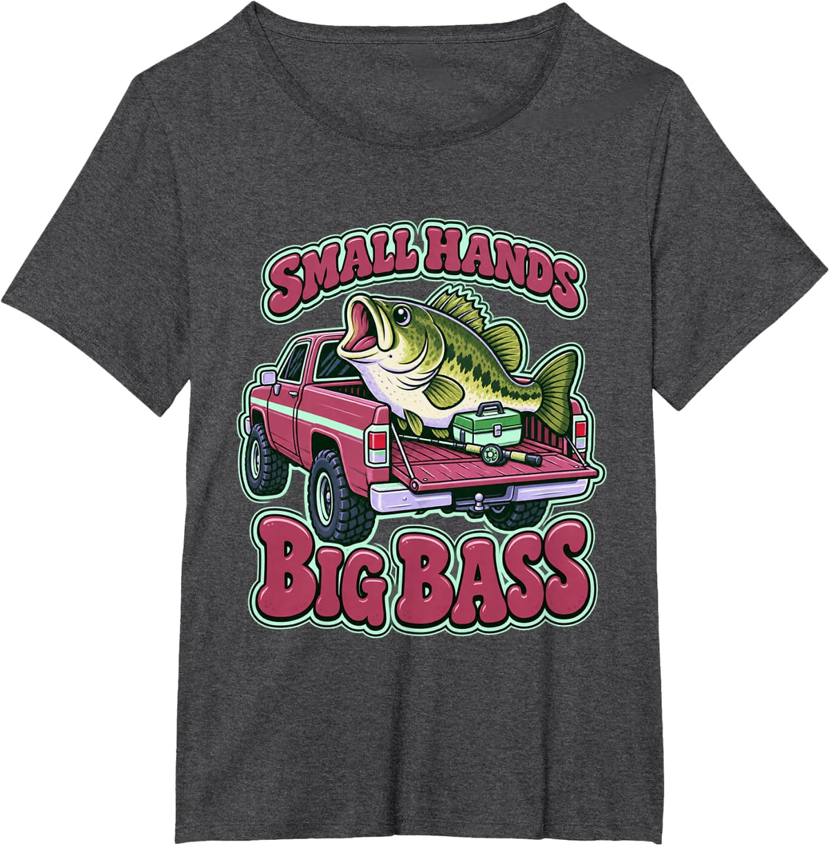 Small Hands Big Bass Kids Art T-Shirt - Dark Heather Grey