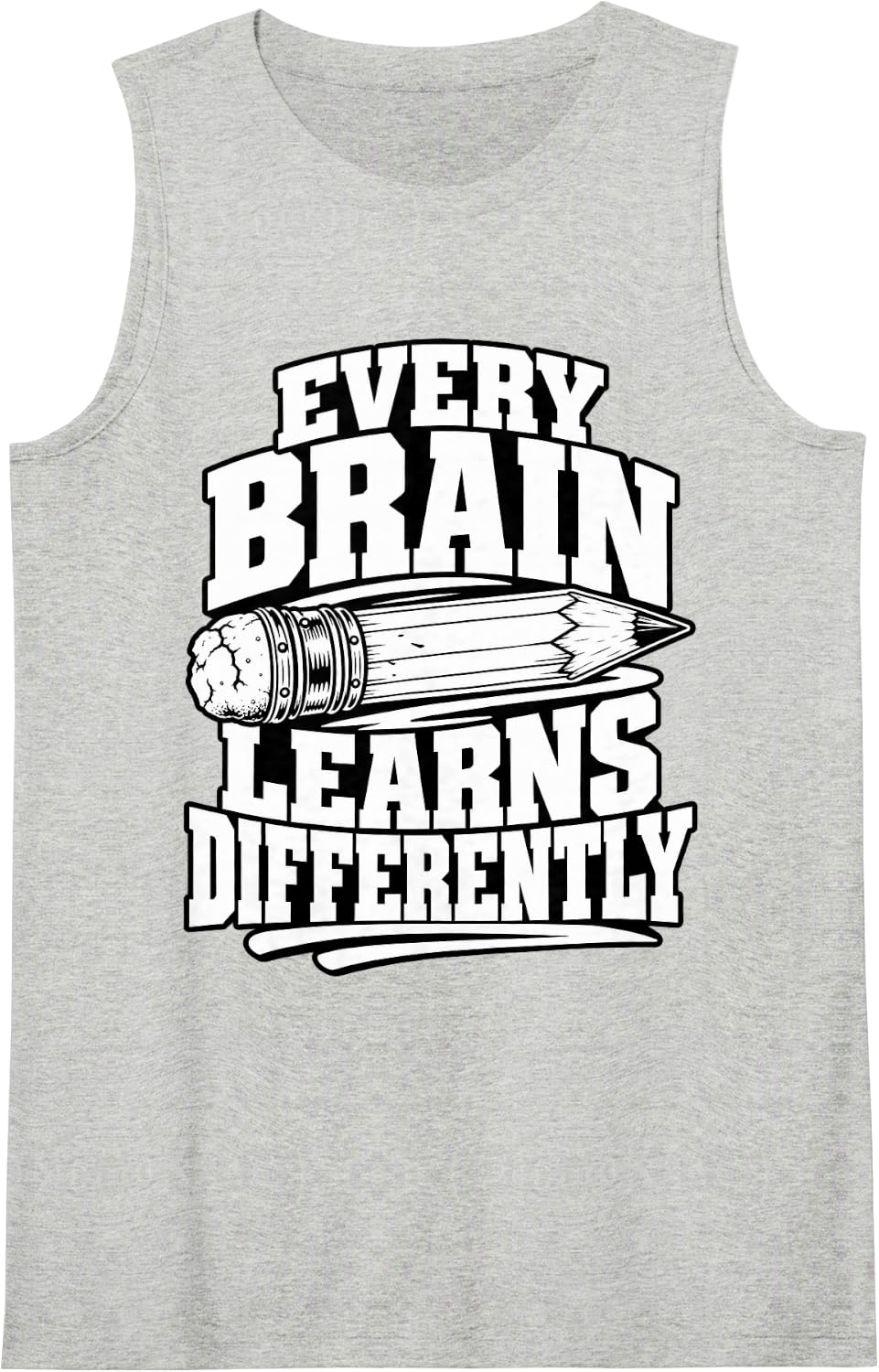 Special Education Every Brain Learns Differently Pencil Fans Sleeveless Tank Top - Heather Grey