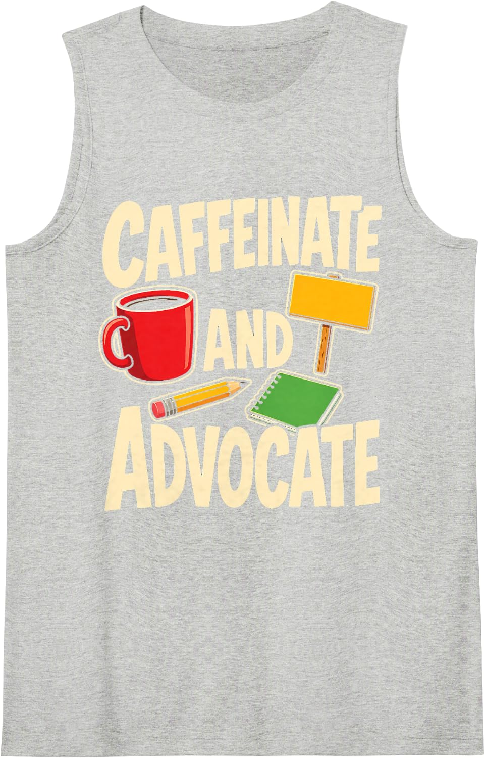 Special Education Staff SPED Caffeinate and Advocate Sleeveless Tank Top - Heather Grey