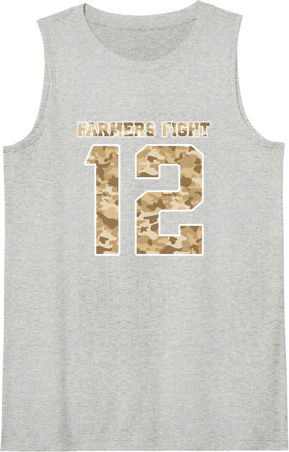 #12 Camo Gameday Design Sleeveless Tank Top - Heather Grey