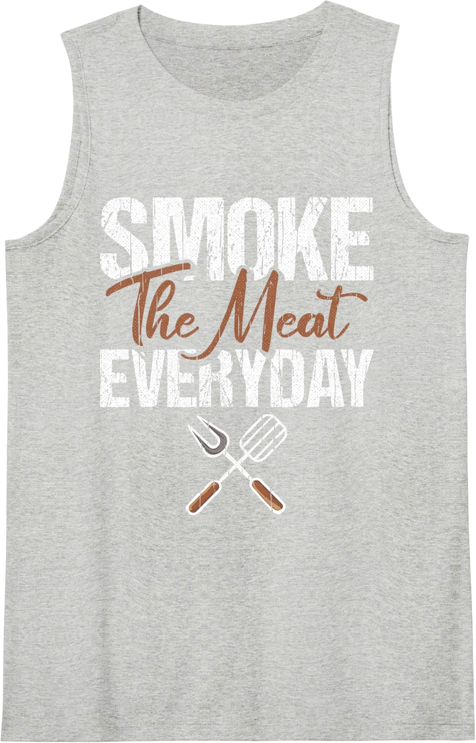 Smoke Meat Everyday BBQ Smoker Funny Barbecue Chef Pitmaster Sleeveless Tank Top - Heather Grey
